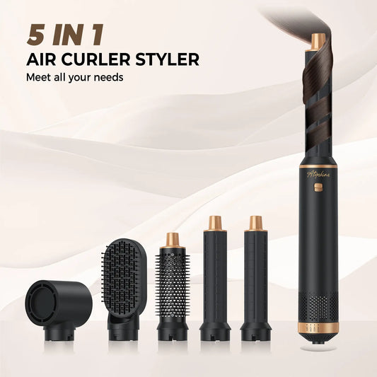 ATOPSKINS 5-in-1 Air Styler, Lightweight Hair Dryer & Hot Air Curlers with Diffuser & Curly Hair Brush